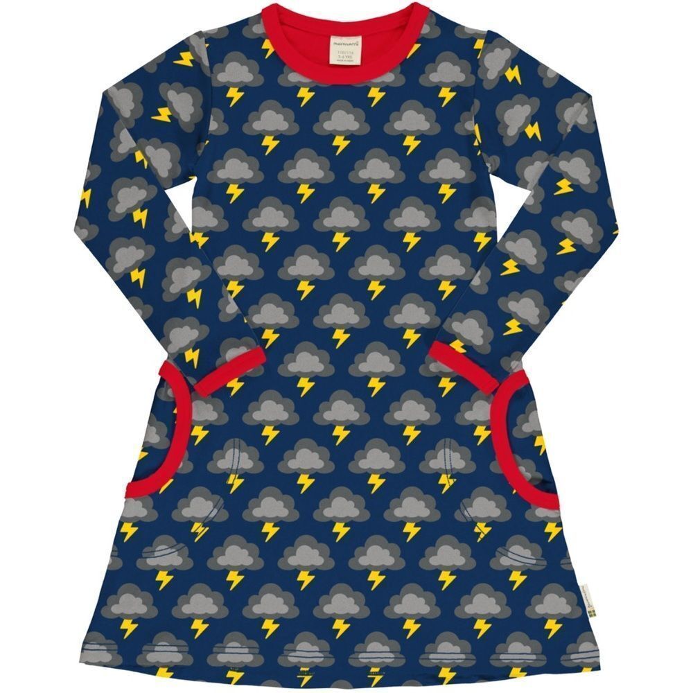 Maxomorra Lighting Storm Weather Dress Sz 110-116cm